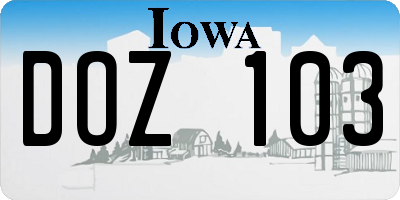 IA license plate DOZ103