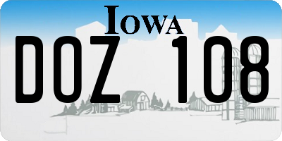 IA license plate DOZ108