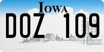 IA license plate DOZ109