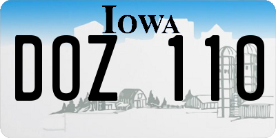 IA license plate DOZ110