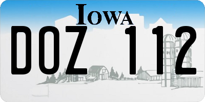 IA license plate DOZ112