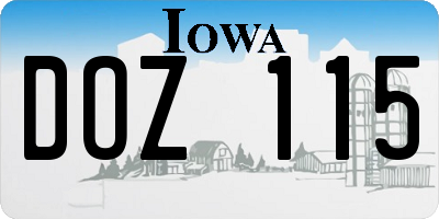 IA license plate DOZ115