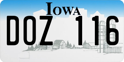 IA license plate DOZ116