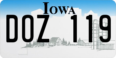 IA license plate DOZ119