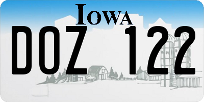IA license plate DOZ122