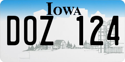 IA license plate DOZ124