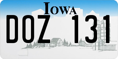 IA license plate DOZ131