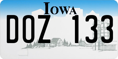 IA license plate DOZ133