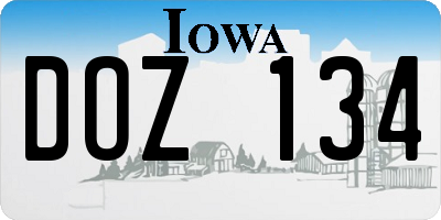 IA license plate DOZ134