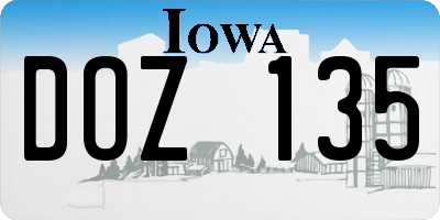 IA license plate DOZ135