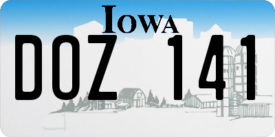 IA license plate DOZ141