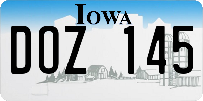 IA license plate DOZ145