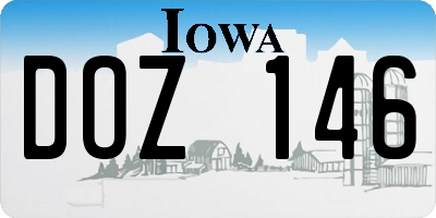 IA license plate DOZ146