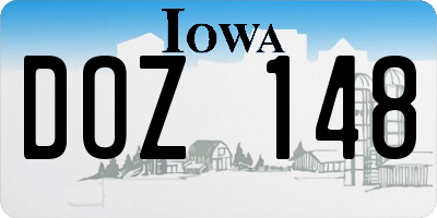 IA license plate DOZ148