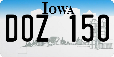 IA license plate DOZ150
