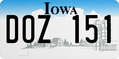 IA license plate DOZ151