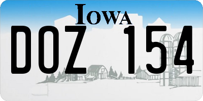 IA license plate DOZ154