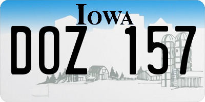 IA license plate DOZ157