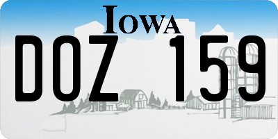 IA license plate DOZ159