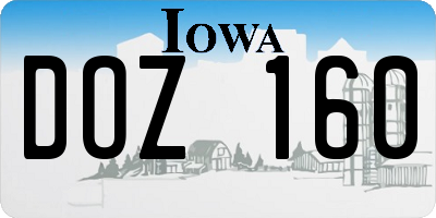 IA license plate DOZ160