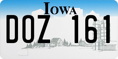 IA license plate DOZ161