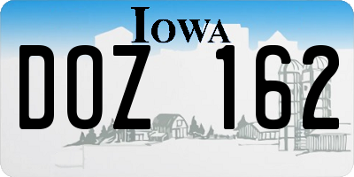 IA license plate DOZ162