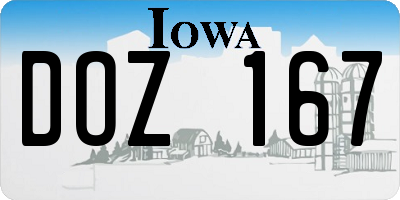 IA license plate DOZ167