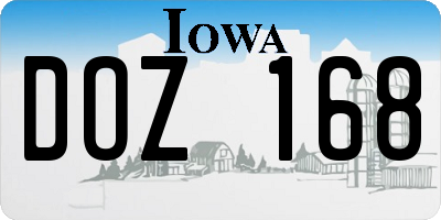 IA license plate DOZ168