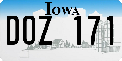 IA license plate DOZ171