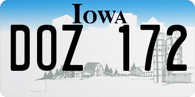 IA license plate DOZ172