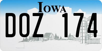 IA license plate DOZ174