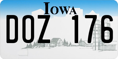 IA license plate DOZ176