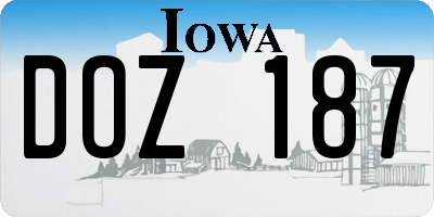 IA license plate DOZ187