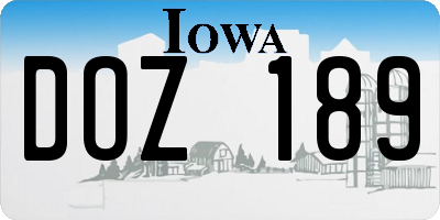 IA license plate DOZ189