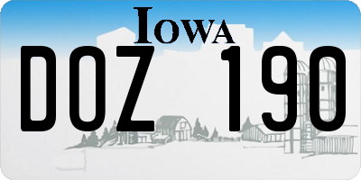 IA license plate DOZ190