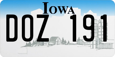 IA license plate DOZ191
