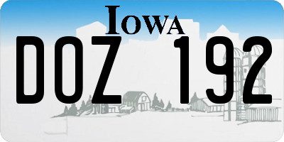 IA license plate DOZ192