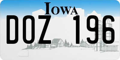 IA license plate DOZ196