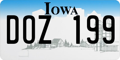 IA license plate DOZ199