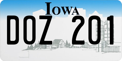 IA license plate DOZ201