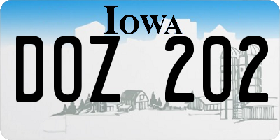 IA license plate DOZ202