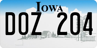 IA license plate DOZ204
