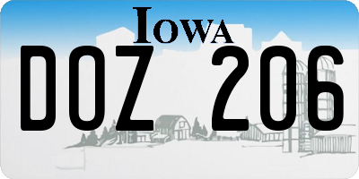 IA license plate DOZ206