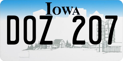 IA license plate DOZ207