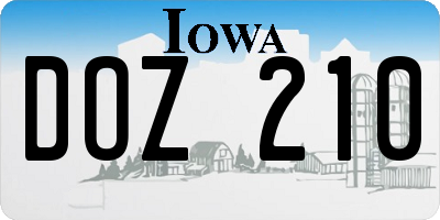 IA license plate DOZ210