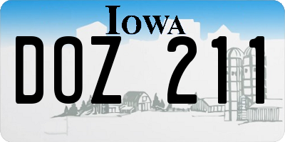 IA license plate DOZ211