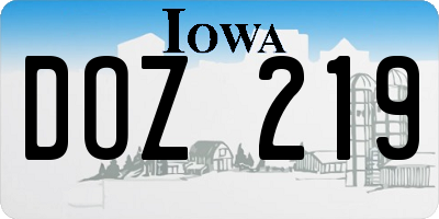 IA license plate DOZ219