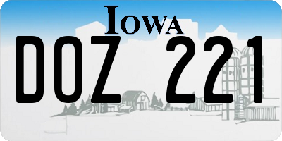 IA license plate DOZ221
