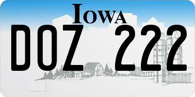 IA license plate DOZ222
