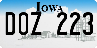 IA license plate DOZ223